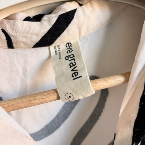 Eve Gravel Short Sleeve Cream & Black Print Blouse Shirt - Picture 6 of 7